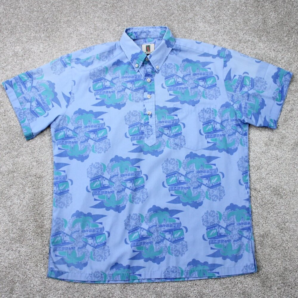 Tori Richard Polo Shirt Mens Medium Blue Breeze‎ Bus Cotton/Poly S/S Pullover